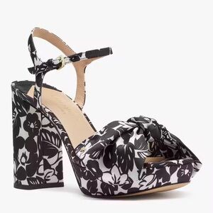 Kate Spade Lucie Tropical Foliage Silk Platform Sandals Size 7